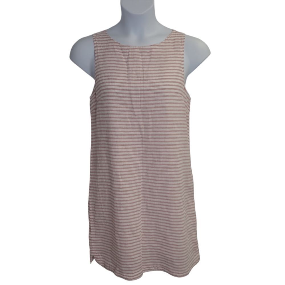BEACH LUNCH LOUNGE Alina linen striped sleeveless shift dress M